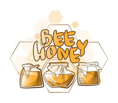 Arı bir tatlım. logo ve Etiketler. Vektör çizim.