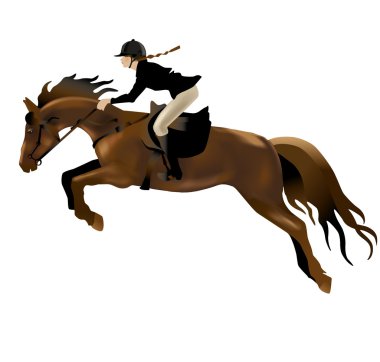 At binici kadın. Gerçekçi vektör çizim