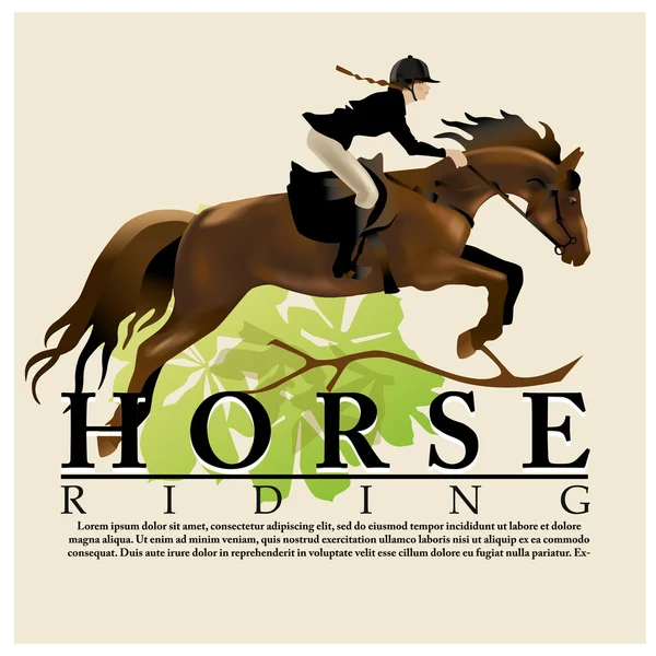 Horse Rider Woman. Realistic vector illustration — Stock Vector