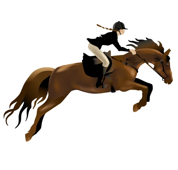 Horse Rider žena. Realistické vektorové ilustrace — Stockový vektor