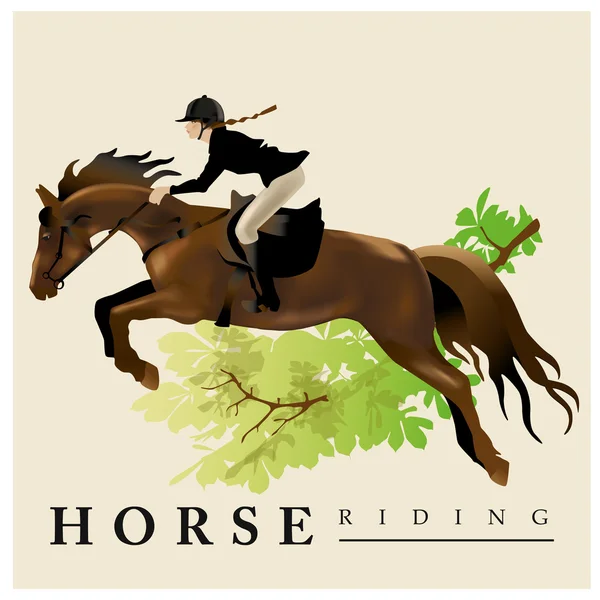 Horse Rider žena. Realistické vektorové ilustrace — Stockový vektor