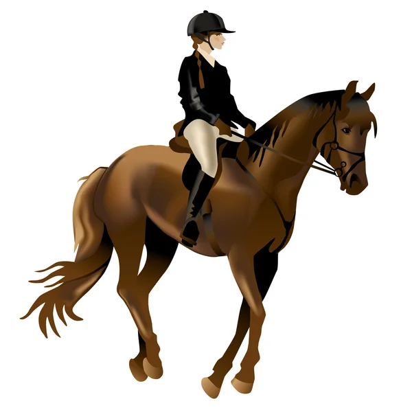 Horse Rider vrouw. Realistische vectorillustratie — Stockvector
