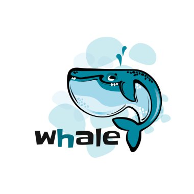 Eğlenceli balina karikatür çizimi.