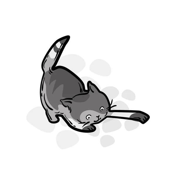 Lindo gato en divertido estilo de dibujos animados — Vector de stock