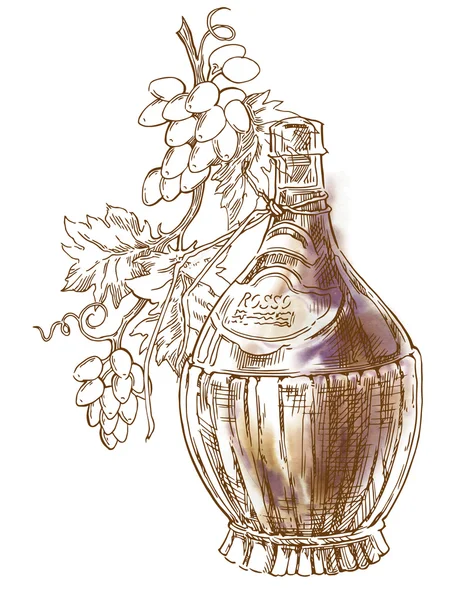 Desenho feito à mão campos de uvas e vinhas . — Vetor de Stock