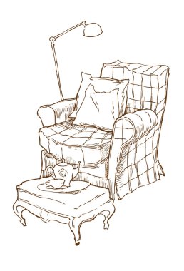 Interior fragment sketch. Vector illustration.