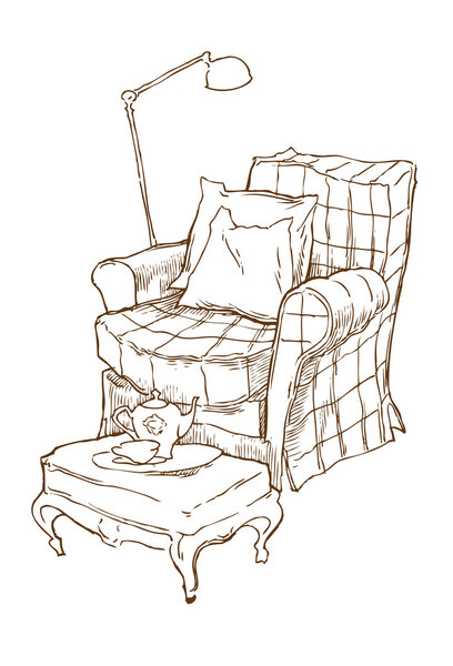 Набросок внутреннего фрагмента. Векторная иллюстрация
.