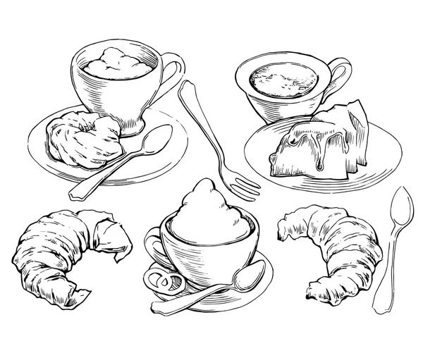 Croquis du café et de la papeterie . — Image vectorielle