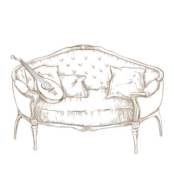 Hand made vecor sketch of cozy interior elements. clipart