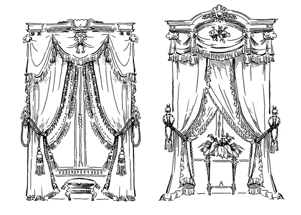 Handgefertigte Vecor-Skizze gemütlicher Interieur-Elemente. — Stockvektor