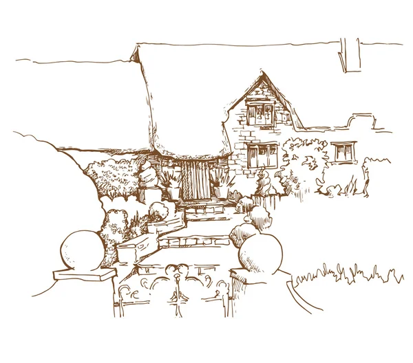 Croquis fait à la main de la vieille rue . — Image vectorielle