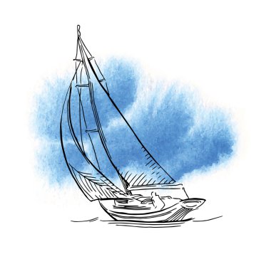 Yatçılık ve deniz kroki el yapımı.