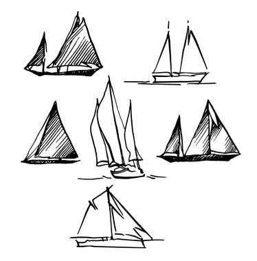 Yatçılık ve deniz kroki el yapımı.