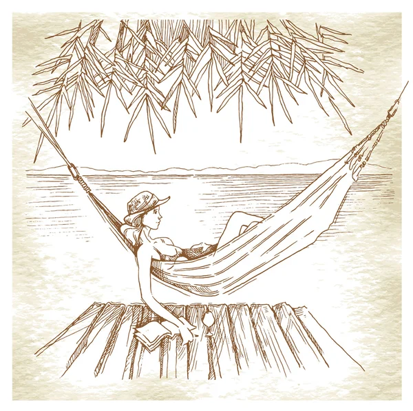 Vacaciones de verano - ilustración original dibujada a mano . — Vector de stock