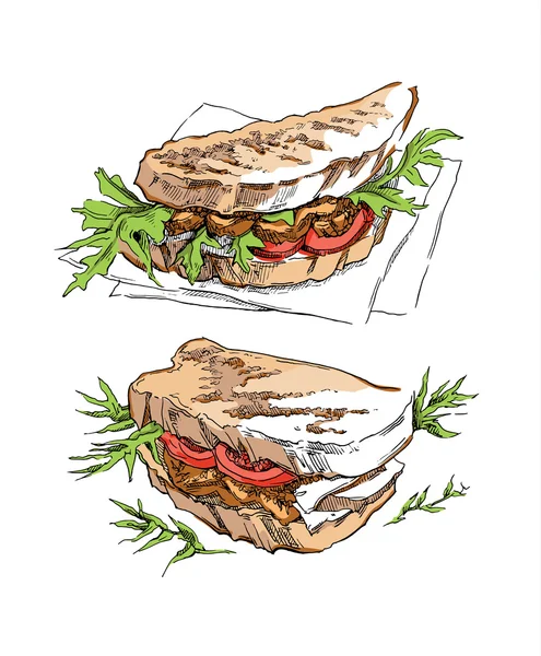 Szkic wektor wykonane ręcznie Sandwich. — Wektor stockowy