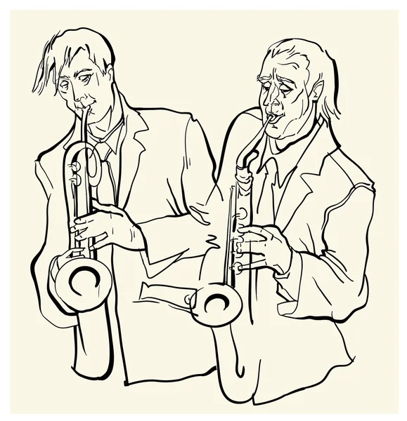 Músicos del jazz. Bocetos vectoriales . — Vector de stock