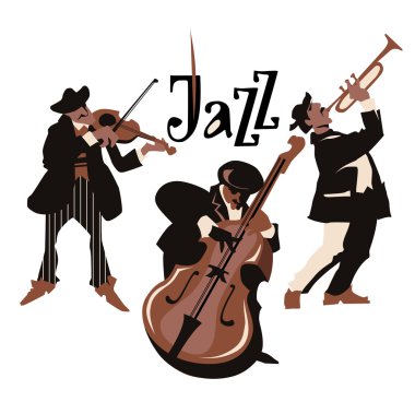 Musicans resimler. Kullanım Caz Festivali afiş, jass club, canlı müzik kafe ve web tasarımı için.