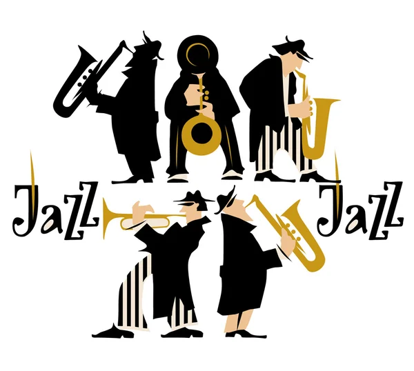 Concept de design pour musiciens avec musiciens et chanteurs de jazz . — Image vectorielle