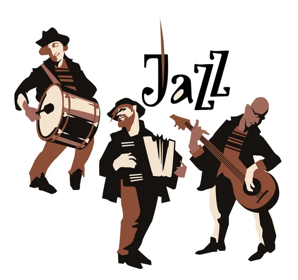 Figure di musicisti. Uso per poster del festival jazz, jass club, bar di musica dal vivo e web design . — Vettoriale Stock