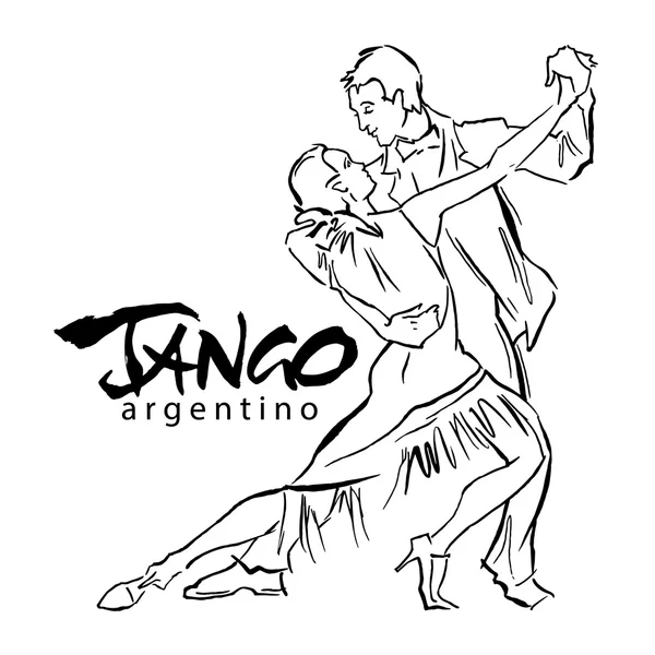 Desenho vetorial feito à mão de dançarinos de tango . — Vetor de Stock