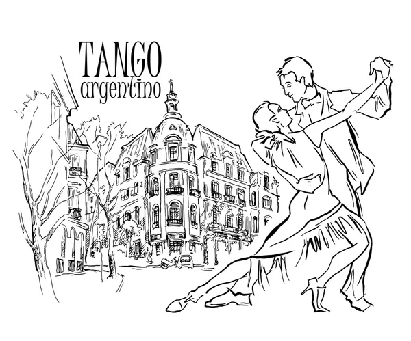 Ručně vyrobené vektor skica tanečníků tango. — Stockový vektor