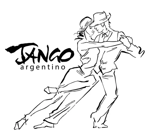 Hand gemaakte vector schets van tango dansers. — Stockvector