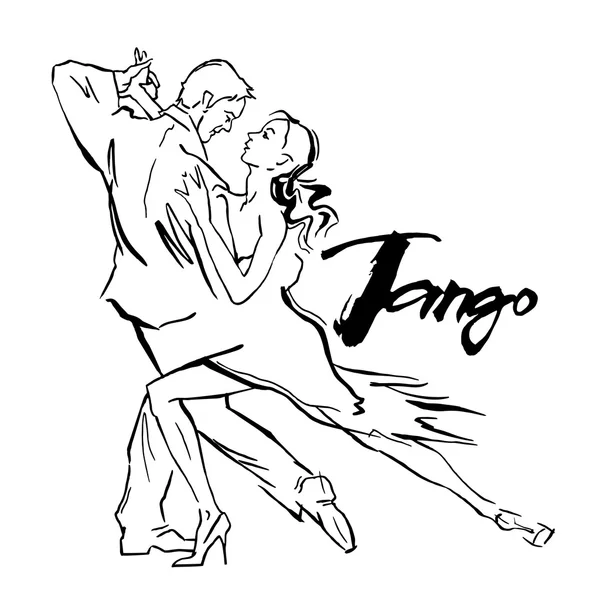 Desenho vetorial feito à mão de dançarinos de tango . — Vetor de Stock