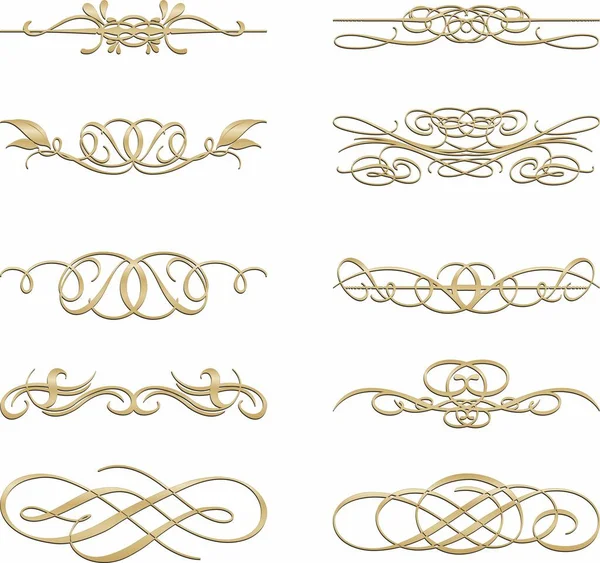 Vektor Set Von Gold Monogrammen Muster Zum Signieren Von Briefen — Stockvektor
