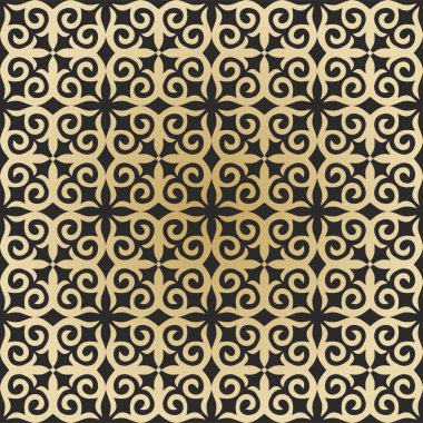 Kusursuz Kazak ulusal süsü. Siyah arka planda altın desenli. Büyük bozkır, Moğollar, Kırgızlar, Kalmikler