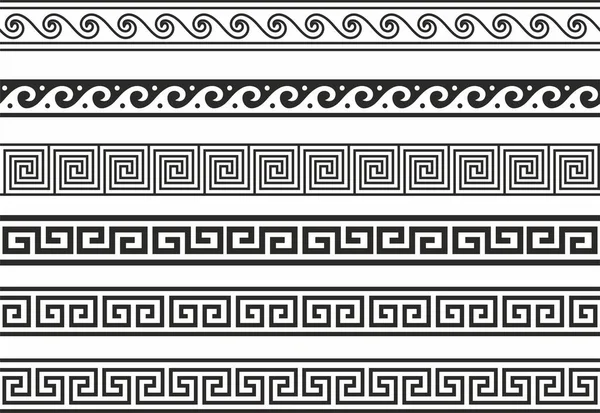 Vector Seamless Greek Classic Ornament Pattern Border Frame Ancient Greece — Stock Vector
