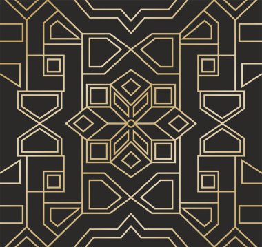 Siyah arkaplanda kusursuz altın müslüman süsü. İslami cami. arkaplan ve duvar kağıdı için.