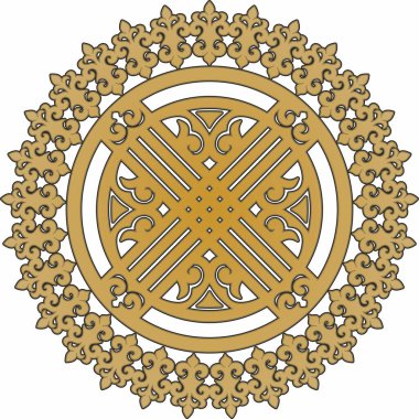 Vektör Kazak halk modeli shanyrak. Kazak, Moğol ya da Kalmyk yurdunun çatısında bir dvma için üst delik. Göçebeler Evi