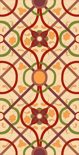 Vecteur Bel Oriental Beige Boda Rouge Motif Orange Vert Pour — Image vectorielle