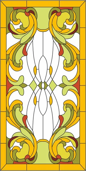 Modèle Vectoriel Pour Vitrail Motif Jaune Pour Fenêtre Plafond Porte — Image vectorielle