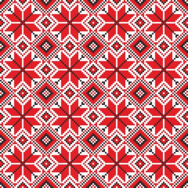 Kusursuz Ukrayna ulusal modeli. Nakış deseni. Çapraz dikiş. Slav süsü