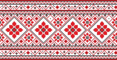 Kusursuz Ukrayna ulusal modeli. Sınır veya sınır, çerçeve. Nakış deseni. Çapraz dikiş çizimi.
