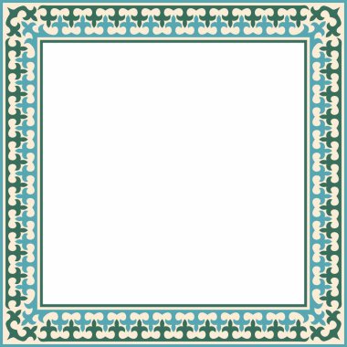 Vektör renkli kare Kazak ulusal süsü. Büyük Steppe 'deki insanların etnik kalıpları,