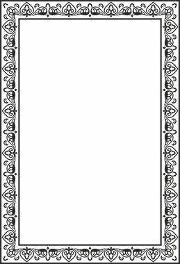 Vektör karesi siyah monokrom antik Rus süsü. Slav dikdörtgeni, sınır, çerçeve. Kraliyet odalarının resimleri.