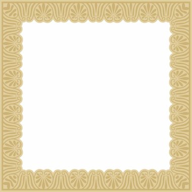 Vektör altın klasik Yunan kare süsü. Antik Yunan ve Roma İmparatorluğu dikdörtgeni. Bizans duvarları, zemin ve tavan resimleri. Avrupa saraylarının dekorasyonu