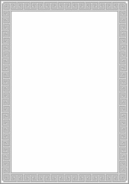 Siyah vektör monokrom klasik Yunan kare taslak süsü. Antik Yunan ve Roma İmparatorluğu dikdörtgeni. Bizans duvarları, zemin ve tavan resimleri. Avrupa saraylarının dekorasyonu. Boyalı cam şablonu