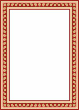 Kırmızı kare Türk ulusal süsü olan vektör altın. Osmanlı sınırı, çerçeve. Etnik çiçek dikdörtgeni, Seljuk Türkleri deseni. Sultan 'ın sarayının dekorasyonu.