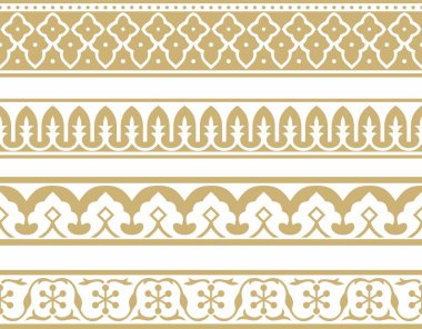 Sonsuz altın, ulusal İran süslemeleri. Kusursuz çerçeve, sınır, İran, Irak, Tacikistan halklarının etnik düzeni