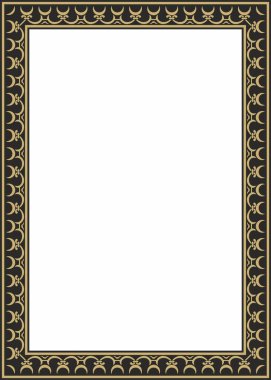 Vektör altın ve siyah kare klasik Rönesans süsü. Dikdörtgen, Avrupa sınırı, canlanma biçimi çerçevesi