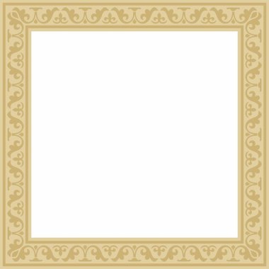 Vektör altın kare klasik Bizans süsü. Dikdörtgen, sınır, Antik Yunan, Doğu Roma İmparatorluğu çerçevesi. Rus Ortodoks Kilisesi Dekorasyonu