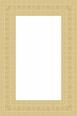 Vektör altın klasik Yunan kare süsü. Antik Yunan ve Roma İmparatorluğu dikdörtgeni. Bizans duvarları, zemin ve tavan resimleri. Avrupa saraylarının dekorasyonu