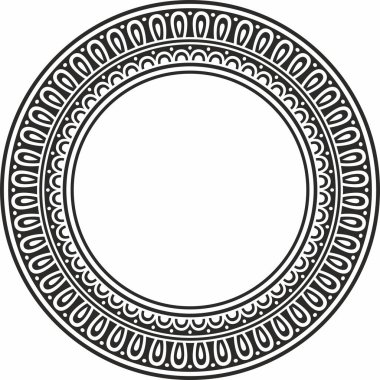 Klasik Yunan siyah monokrom yuvarlak süsü. Vektör deseni, eski çember hellensler. Avrupa sınırı - halka