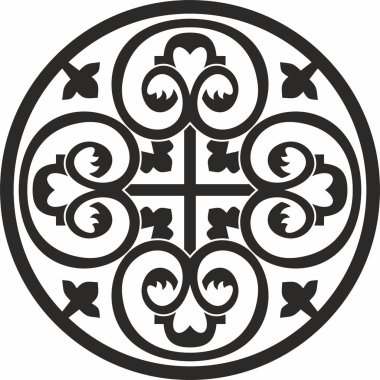 Antik Bizans süsü etrafında siyah tek renkli taşıyıcı. Yunanistan, Doğu Roma İmparatorluğu 'nun klasik çemberi. İstanbul 'un şablon motifleri