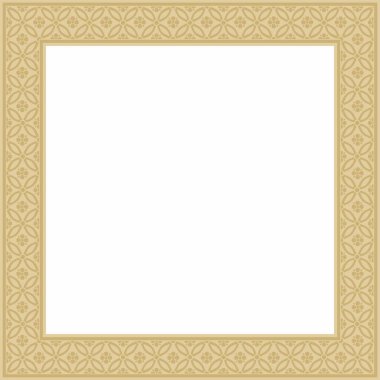 Vector Golden Chinese dikdörtgeni, çerçeve. Doğulu insanların kare süslemeleri, Kore, Tayvan, Çin, Hong Kong, Endonesi