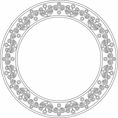 Avrupai siyah ana hatlı süs. Sonsuz düzen, çember, Orta Çağ 'ın yüzüğü. Diriliş sınırı. Sarayların ve kiliselerin dekorasyonları