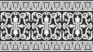 Vector monokrom siyah, kusursuz klasik Rönesans süsü. Bitmek bilmeyen Avrupa sınırı, canlanma biçimi çerçevesi